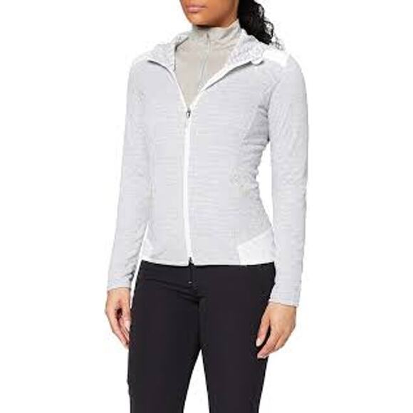 Salomon Elevate Fez Mid Women White gray full zip hooded running jacket size XL - Picture 1 of 8